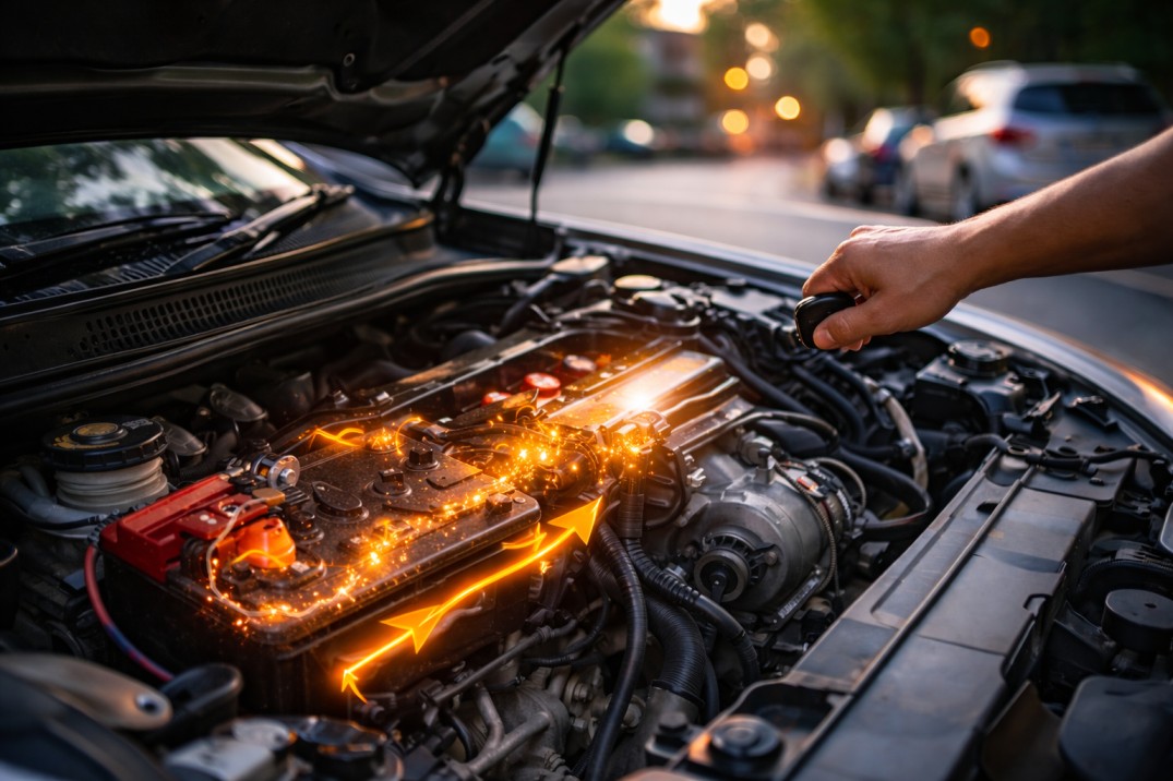 What happens inside a car battery when you start the engine